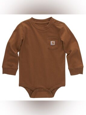 Carhartt Toddler Long Sleeve Onesie in Carhartt Brown